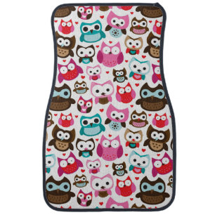 colorful owl pattern car mat