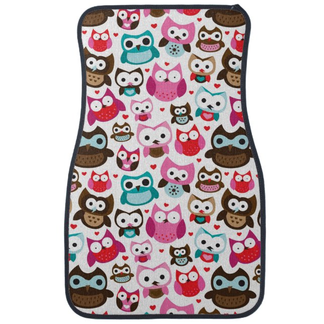 colorful owl pattern car mat (Front)