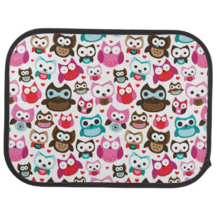colorful owl pattern car mat