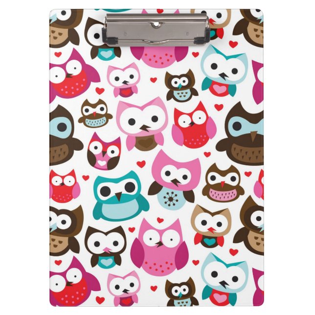 colorful owl pattern clipboard (Front)