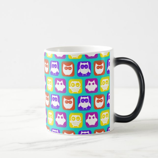Colorful Owl Pattern Color Morph Mug (Right)