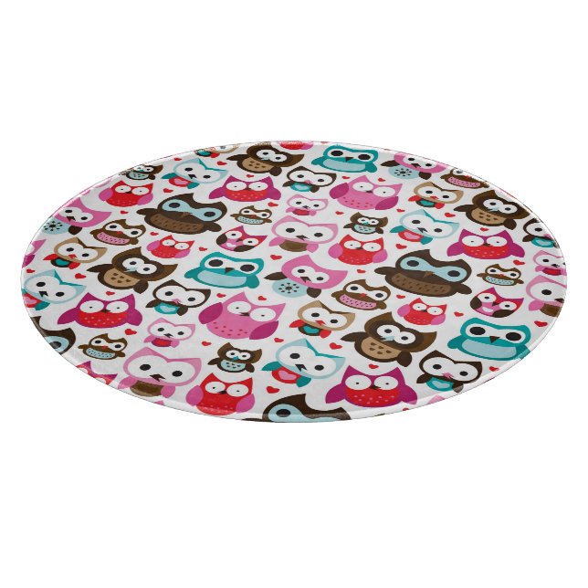 colorful owl pattern cutting board (Corner)