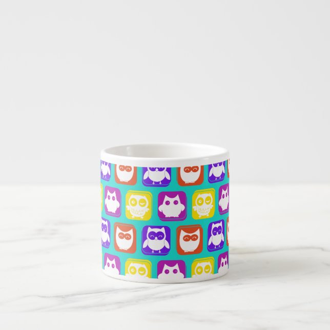 Colorful Owl Pattern Espresso Cup (Front)