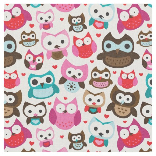 colorful owl pattern fabric