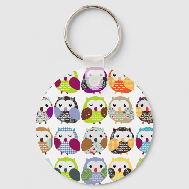 Colorful Owl Pattern Keychain (Front)