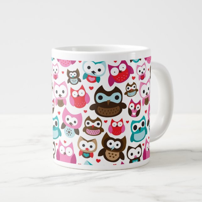colorful owl pattern large coffee mug (Front Right)