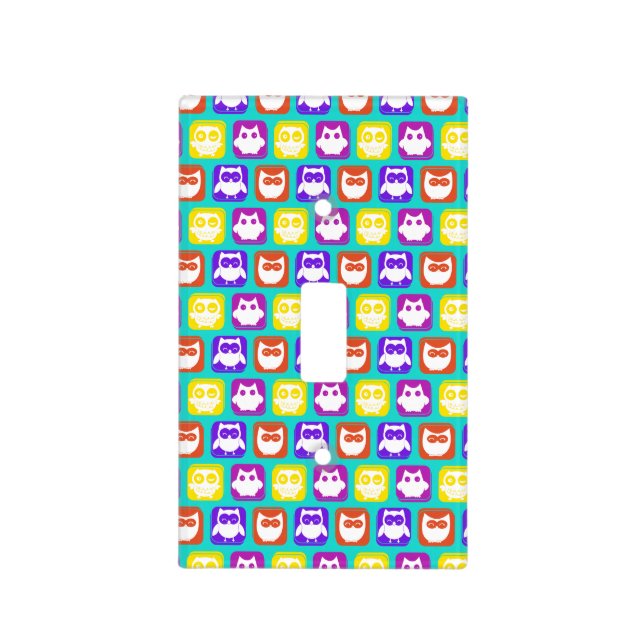 Colorful Owl Pattern Light Switch Cover (Front)