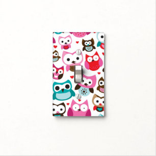 colorful owl pattern light switch cover