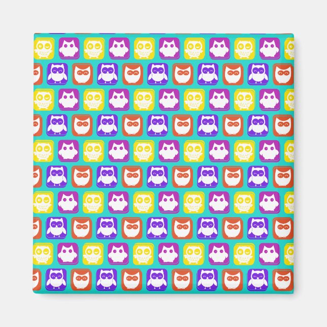 Colorful Owl Pattern Magnet (Front)