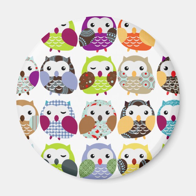 Colorful Owl Pattern Magnet (Front)
