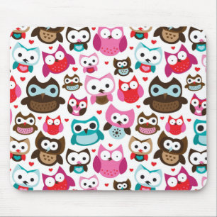colorful owl pattern mouse pad