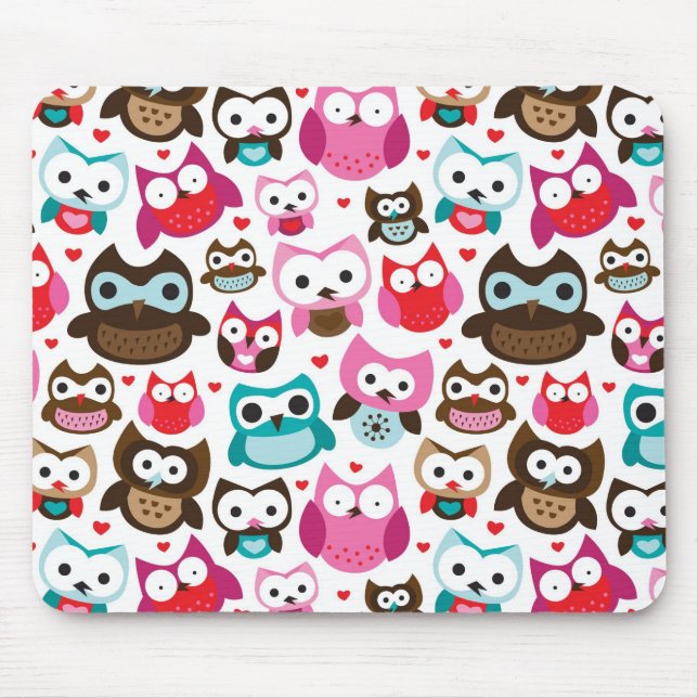 colorful owl pattern mouse pad (Front)