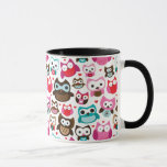 colorful owl pattern mug