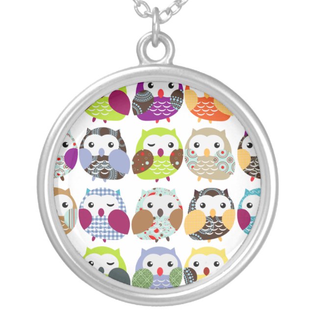 Colorful Owl pattern Necklace (Front)