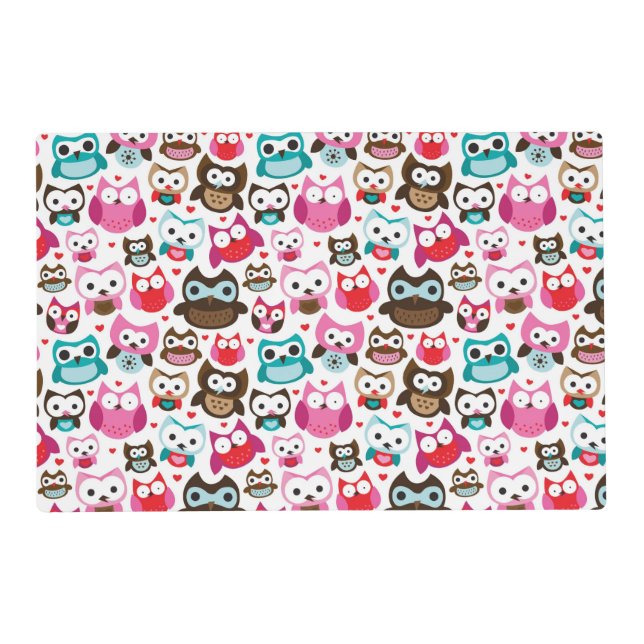 colorful owl pattern placemat (Front)