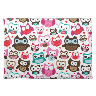colorful owl pattern placemat