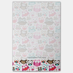 colorful owl pattern post-it notes