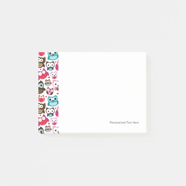 colorful owl pattern post-it notes (Front)