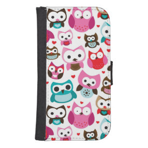 colorful owl pattern phone wallet