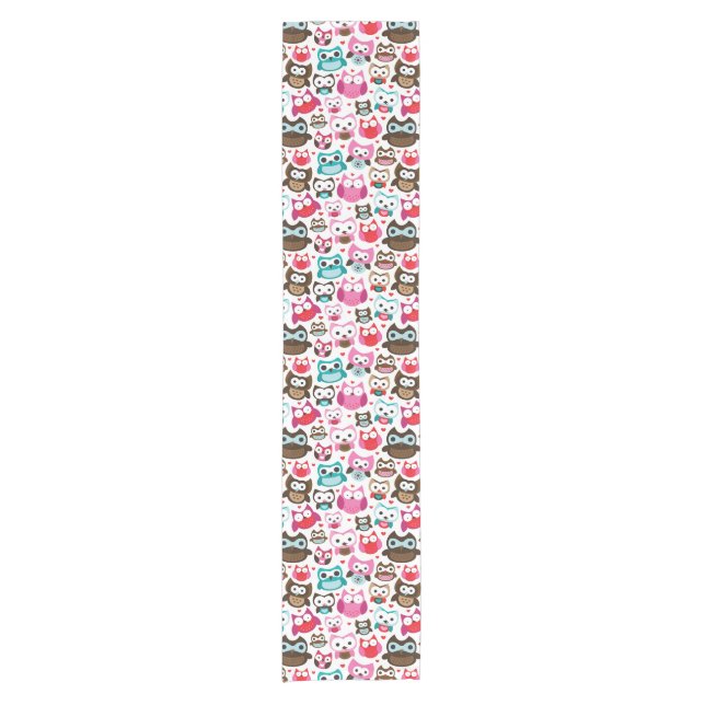 colorful owl pattern short table runner (Front)