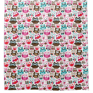 colorful owl pattern shower curtain