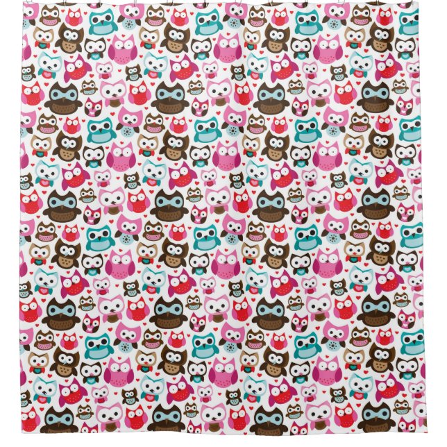 colorful owl pattern shower curtain (Front)