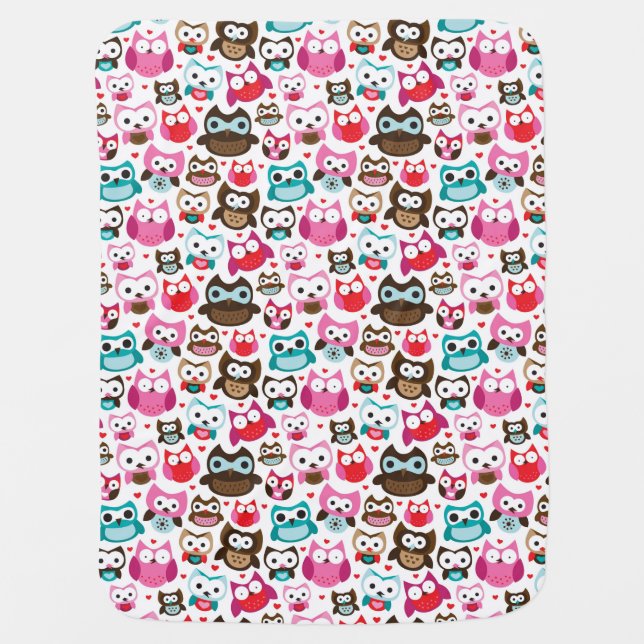 colorful owl pattern stroller blanket (Front)