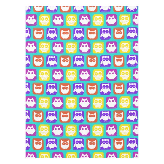 Colorful Owl Pattern Tablecloth (Front)