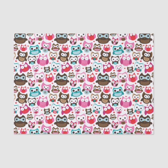 colorful owl pattern tissue paper (Front)