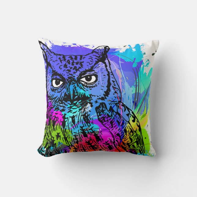 Colorful Owl Pillow (Front)