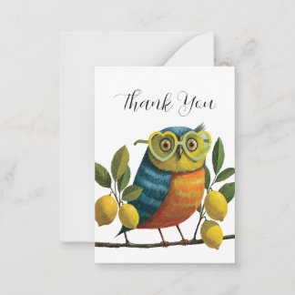 Colorful Owl Thank You Note Card