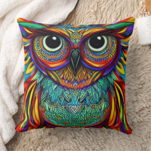 Colorful Owl Throw Pillow
