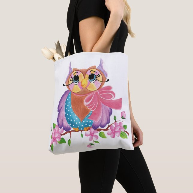 Colorful owl tote bag (Close Up)