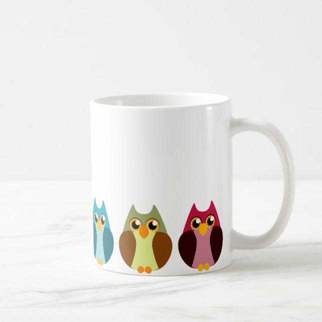 Colorful Owl Trio Coffee Mug (Right)
