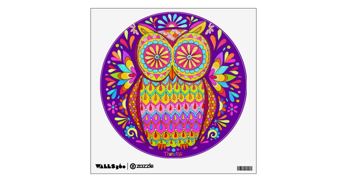 colorful owl wall decal