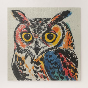 Colorful Owl Watercolor Jigsaw Puzzle