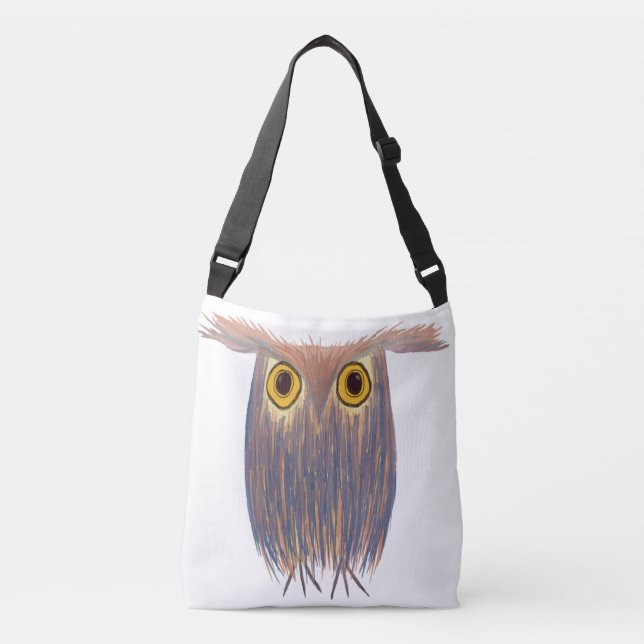 Colorful Owl Watercolor Painting Crossbody Bag (Front)