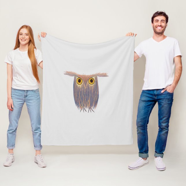 Colorful Owl Watercolor Painting Fleece Blanket (In Situ)