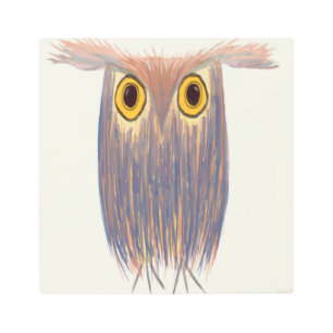 Colorful Owl Watercolor Painting Metal Print