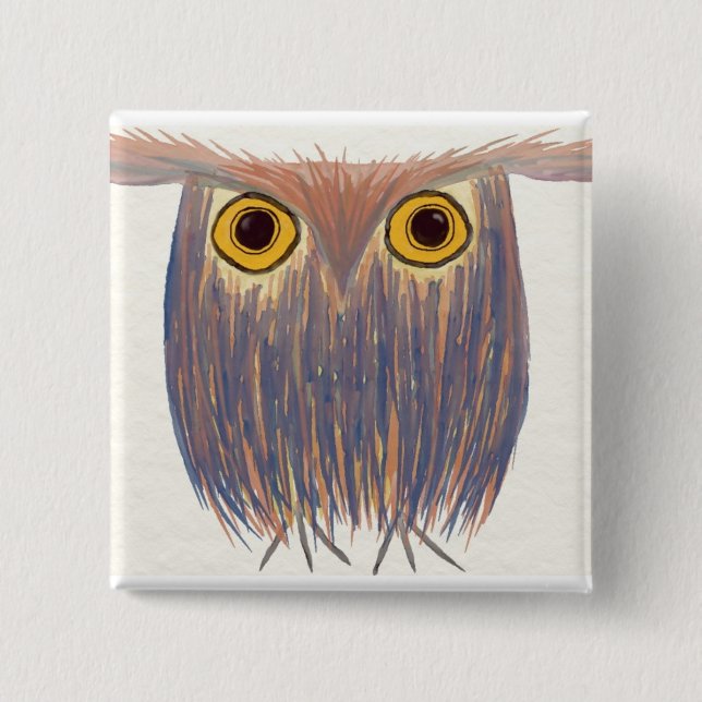 Colorful Owl Watercolor Painting Pinback Button (Front)