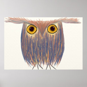 Colorful Owl Watercolor Painting Poster