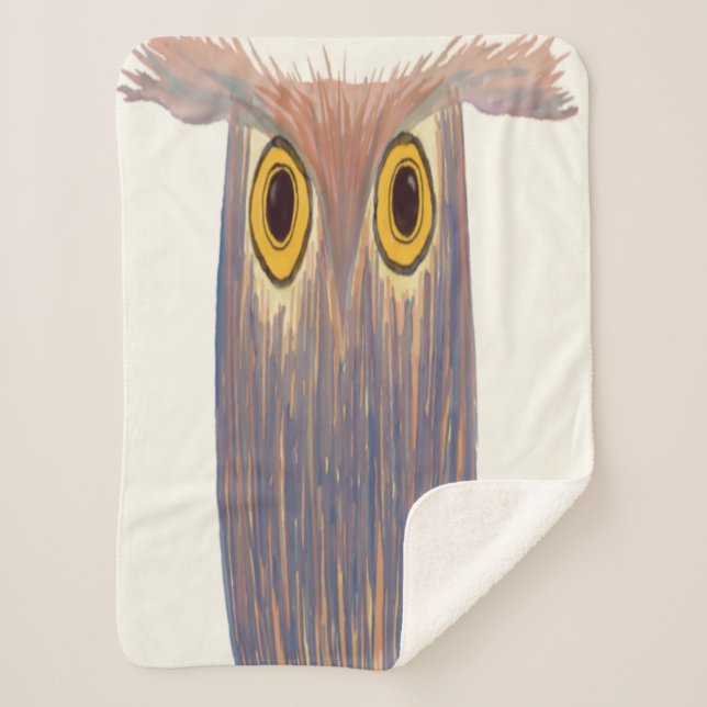 Colorful Owl Watercolor Painting Sherpa Blanket (Front)
