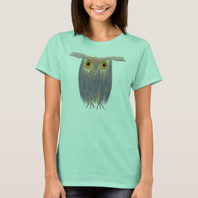 Colorful Owl Watercolor Painting T-Shirt (Front)