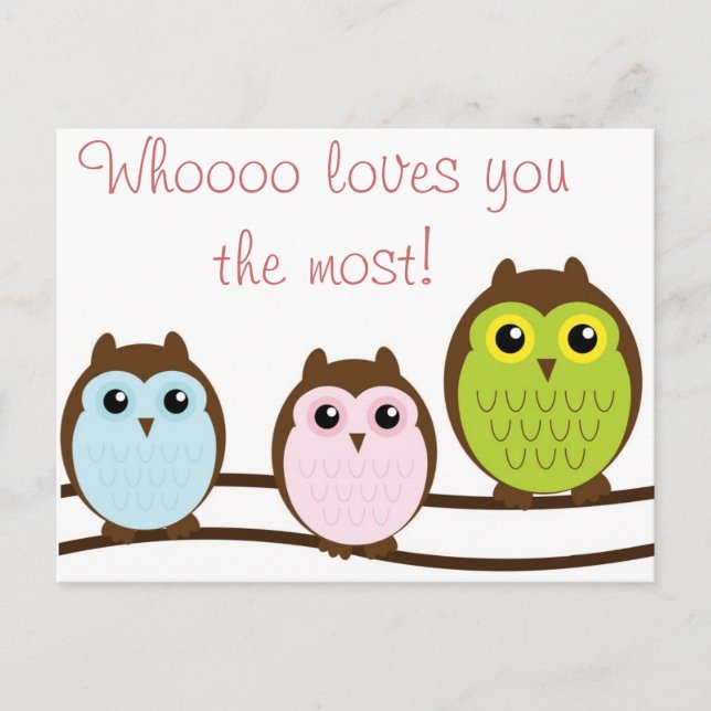 Colorful Owl Who Loves You Most Note Cards (Front)