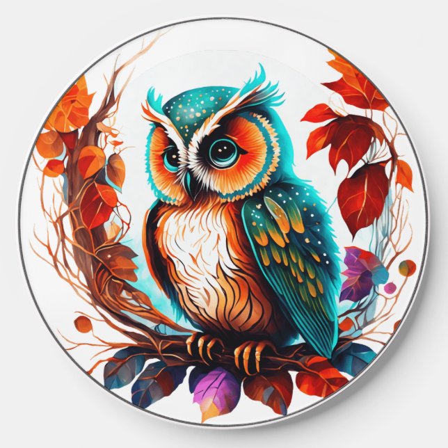 Colorful Owl Wireless Charger (Front)