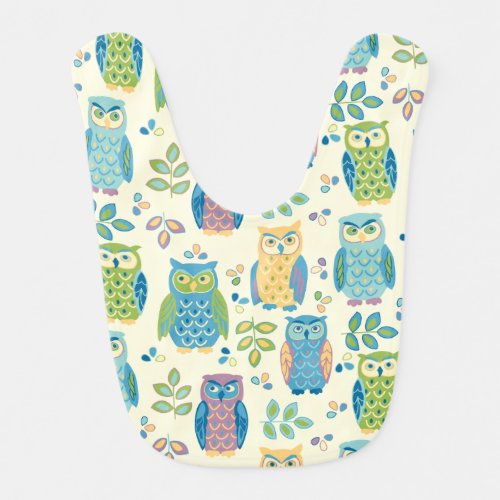 Colorful Owls Baby Bib