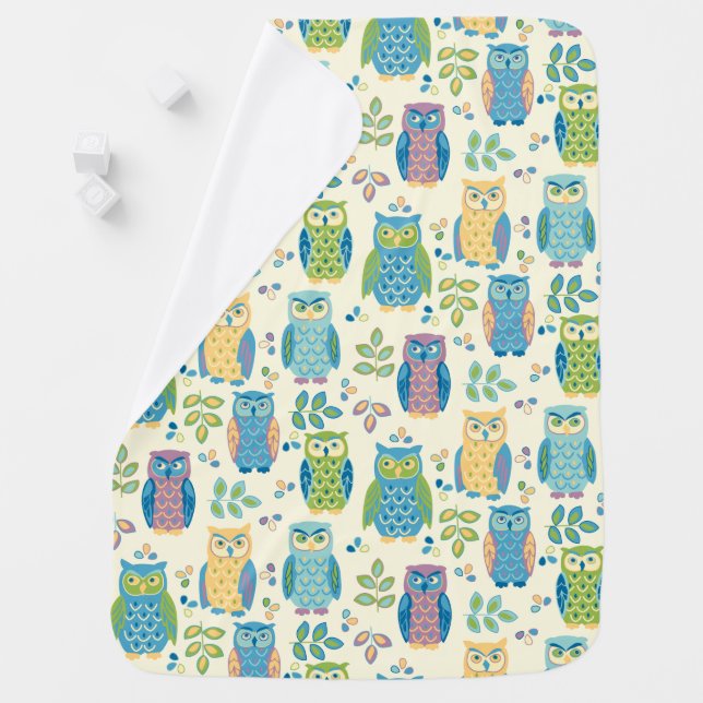 Colorful Owls Baby Blanket (In Situ)