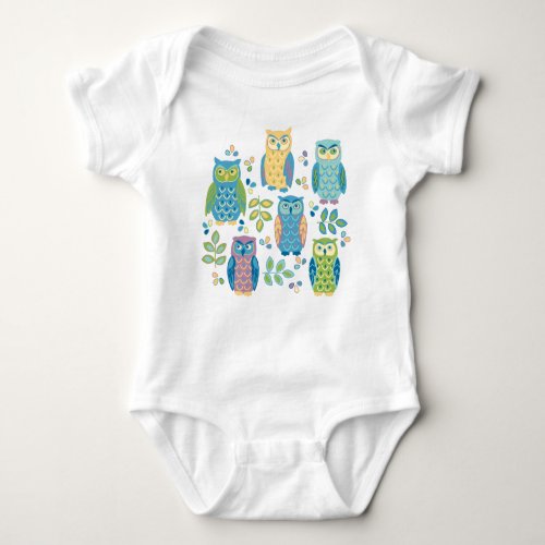 Colorful Owls Baby Bodysuit