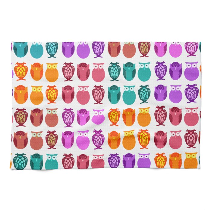 Colorful Owls Hand Towels