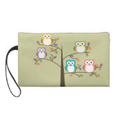 Colorful Owls in Pretty Tree Wristlet Purse (Back)
